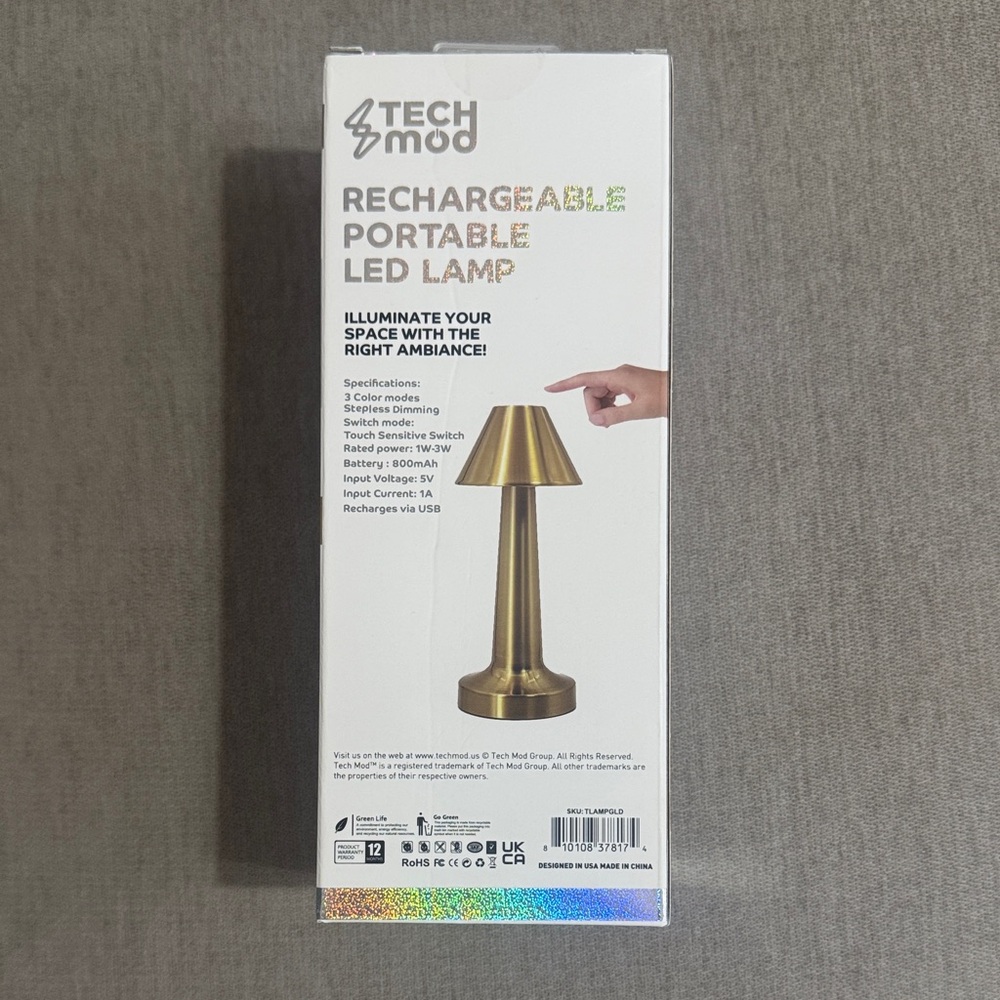NEW Tech Mod Gold Rechargeable Portable LED Lamp - Picture 4 of 6